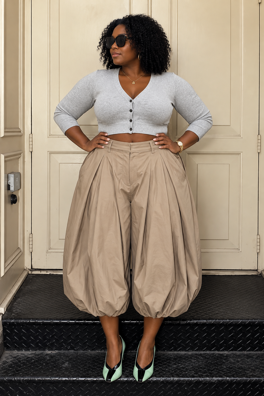 High-Waisted Ruched Balloon Pants